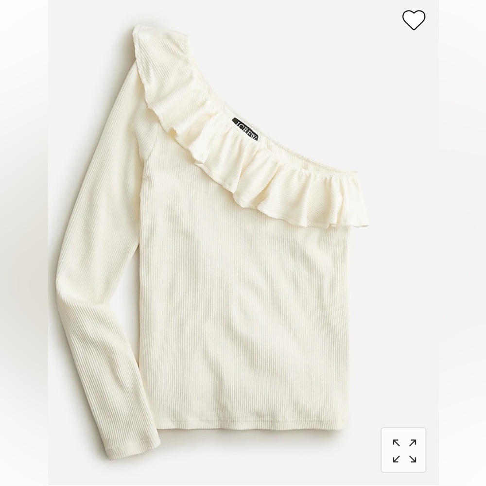 J crew one shoulder ruffleneck top in vintage rib, no longer sold on j crew
